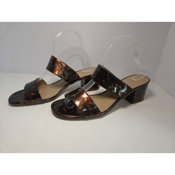 And taylor block heel strappy slip on sandals tortoise shell finish sz 9.5 - Picture 3 of 7